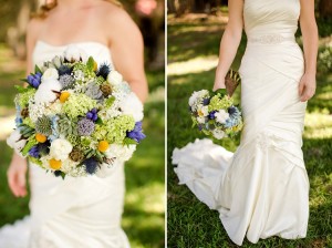 Green, White, Blue, Yellow Bouquet