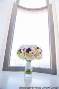 White Green and Purple Bride's Bouquet