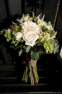 Blush, brown and green bride bouquet.