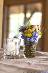 Fall wildflowers in mini mason jar.
